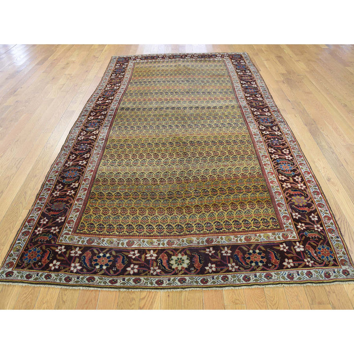5'1" x 9'10" Vintage Hand Knotted Yellow Wool Runner Oriental Rug - MOA10239843