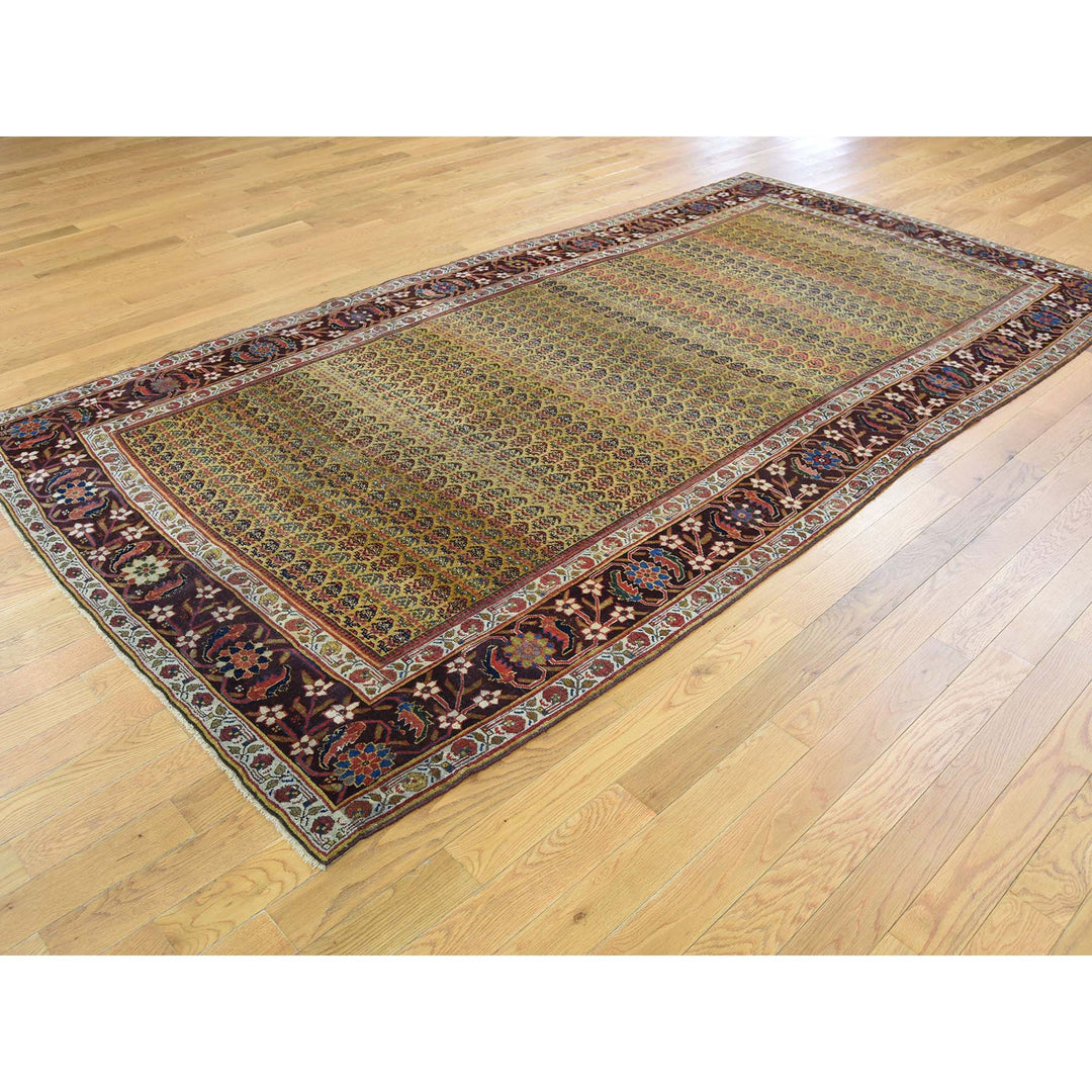 5'1" x 9'10" Vintage Hand Knotted Yellow Wool Runner Oriental Rug - MOA10239843