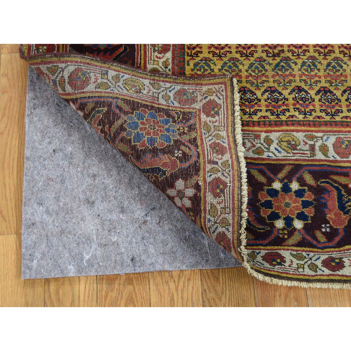 5'1" x 9'10" Vintage Hand Knotted Yellow Wool Runner Oriental Rug - MOA10239843