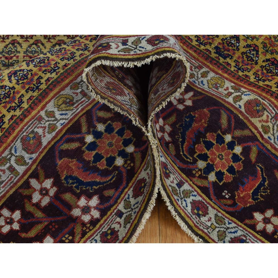 5'1" x 9'10" Vintage Hand Knotted Yellow Wool Runner Oriental Rug - MOA10239843