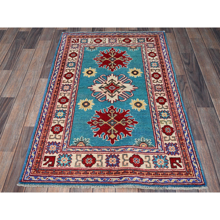 2'7" x 4'1" New Hand Knotted Blue Wool Rectangle Oriental Rug - MOA102398