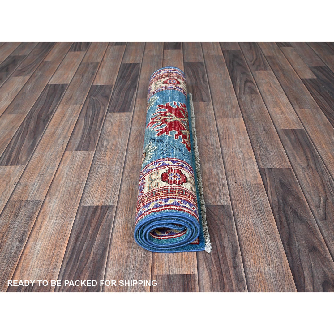 2'7" x 4'1" New Hand Knotted Blue Wool Rectangle Oriental Rug - MOA102398