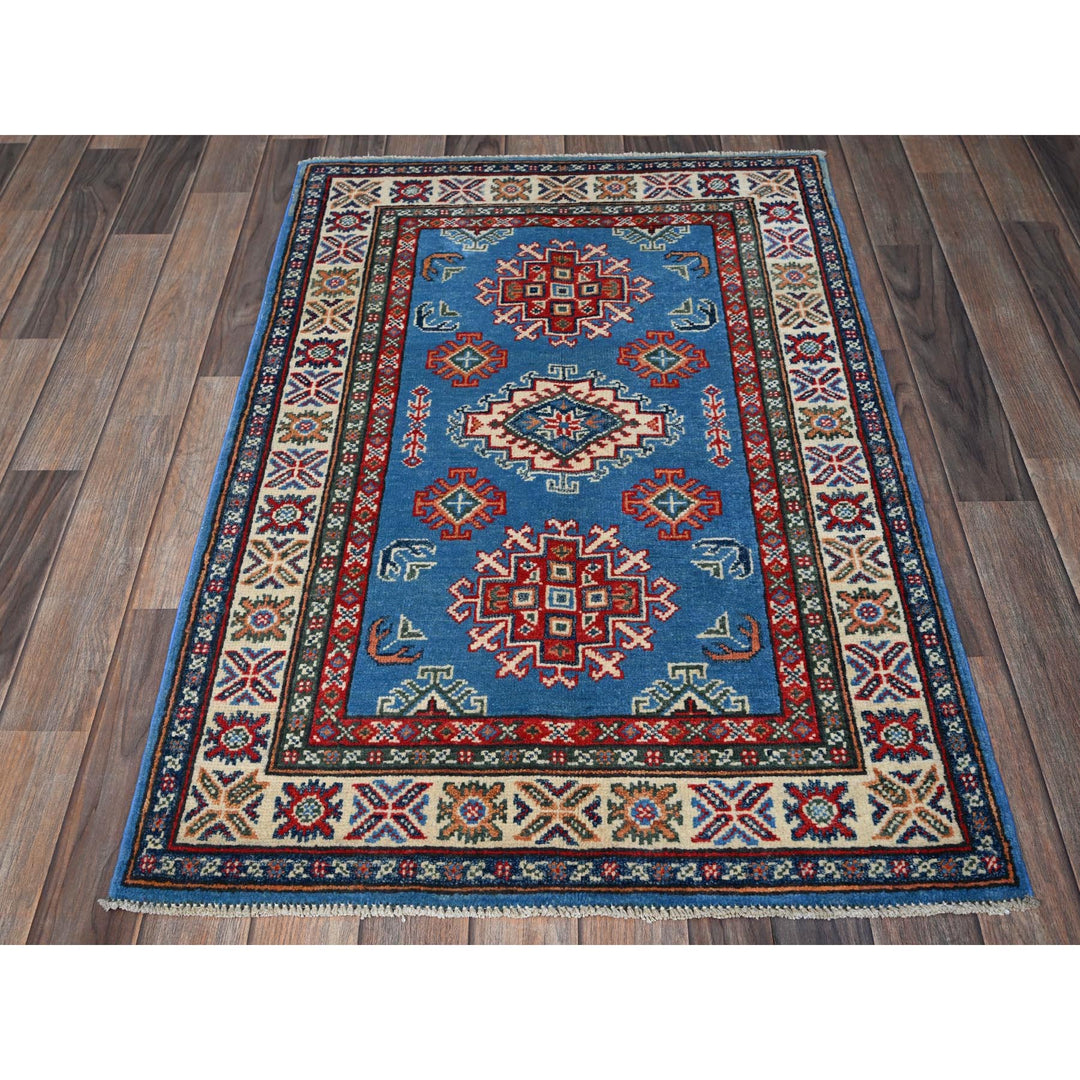 2'9" x 4'1" New Hand Knotted Blue Wool Rectangle Oriental Rug - MOA102399