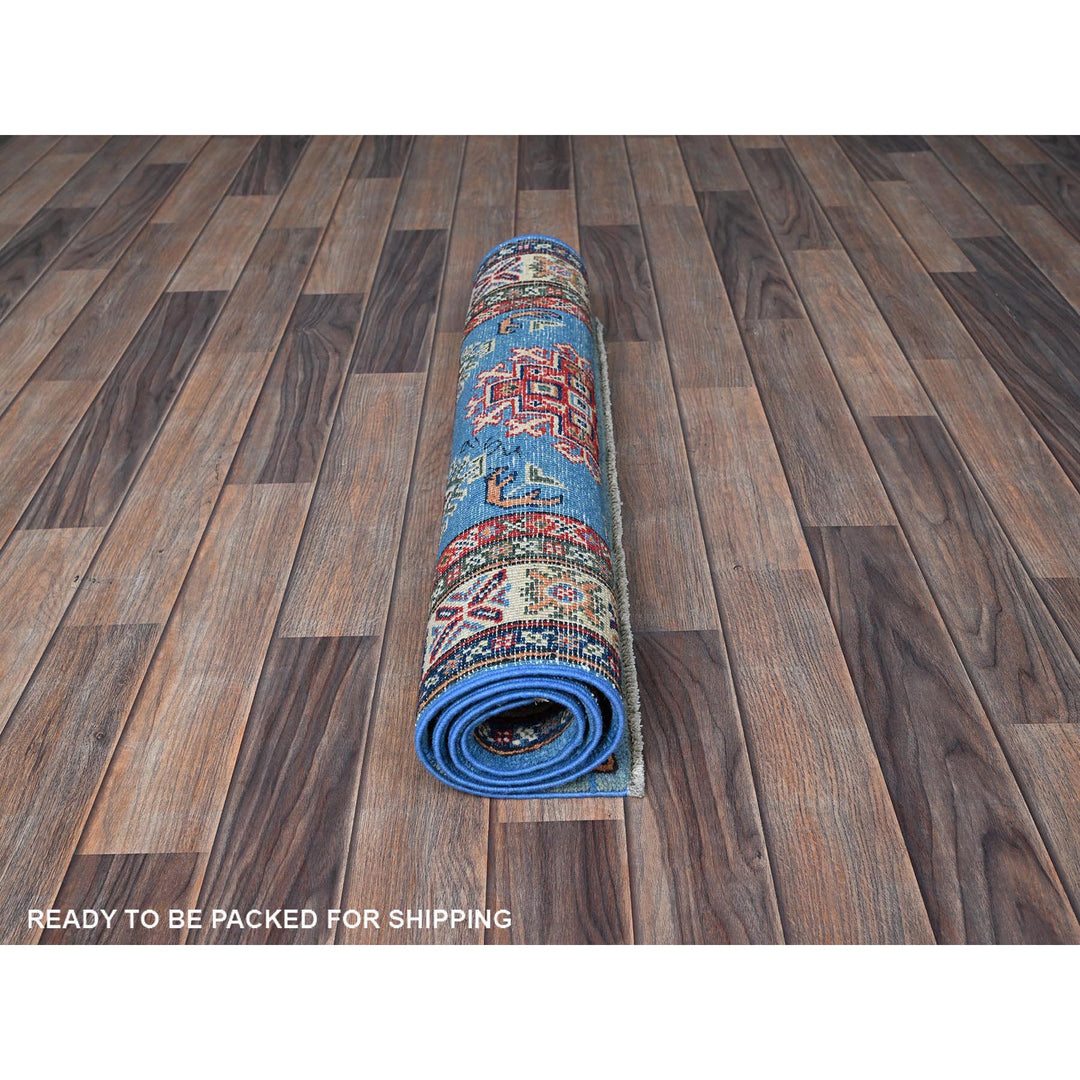 2'9" x 4'1" New Hand Knotted Blue Wool Rectangle Oriental Rug - MOA102399