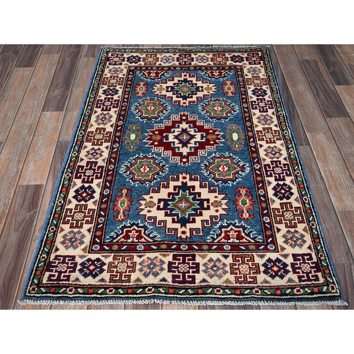 2'8" x 4'1" New Hand Knotted Blue Wool Rectangle Oriental Rug - MOA102401