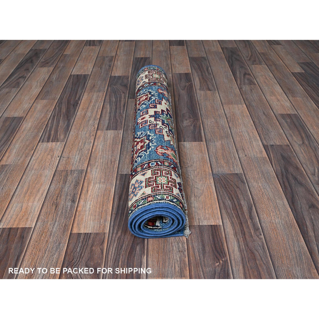 2'8" x 4'1" New Hand Knotted Blue Wool Rectangle Oriental Rug - MOA102401