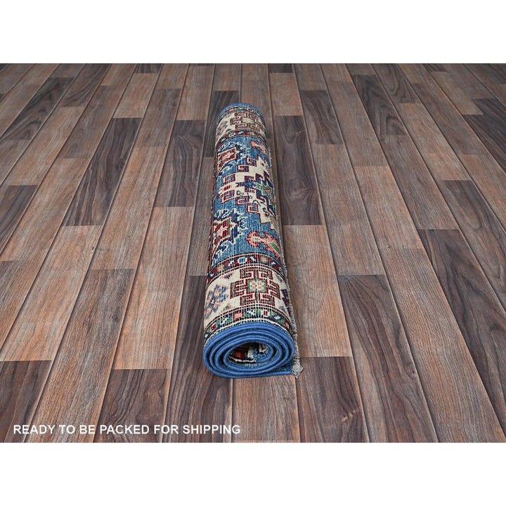 2'8" x 4'1" New Hand Knotted Blue Wool Rectangle Oriental Rug - MOA102401