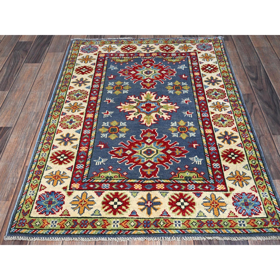 2'9" x 4'1" New Hand Knotted Blue Wool Rectangle Oriental Rug - MOA102404