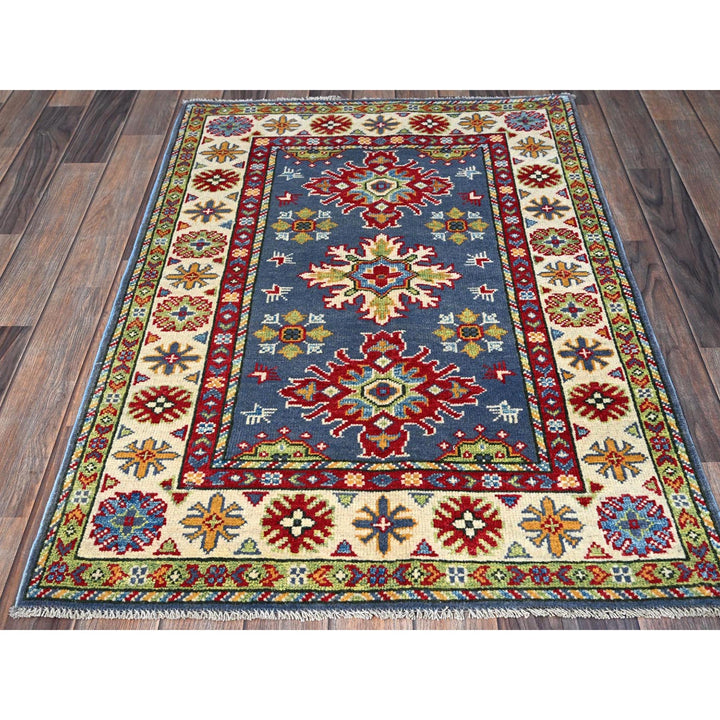 2'9" x 4'1" New Hand Knotted Blue Wool Rectangle Oriental Rug - MOA102404