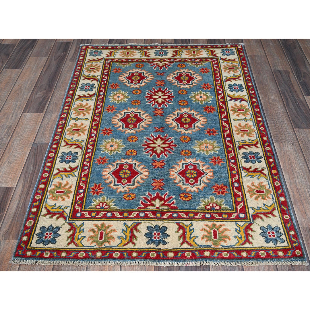 2'10" x 3'11" New Hand Knotted Blue Wool Rectangle Oriental Rug - MOA102405