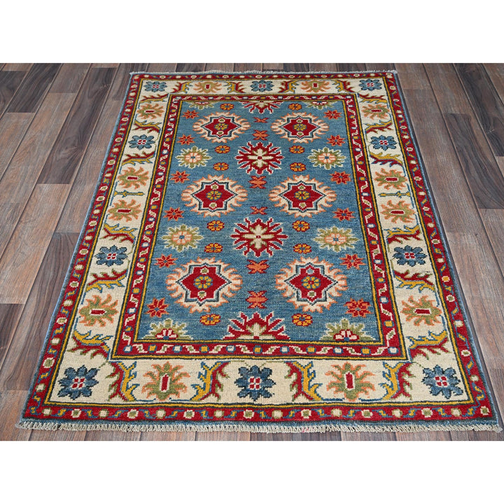 2'10" x 3'11" New Hand Knotted Blue Wool Rectangle Oriental Rug - MOA102405