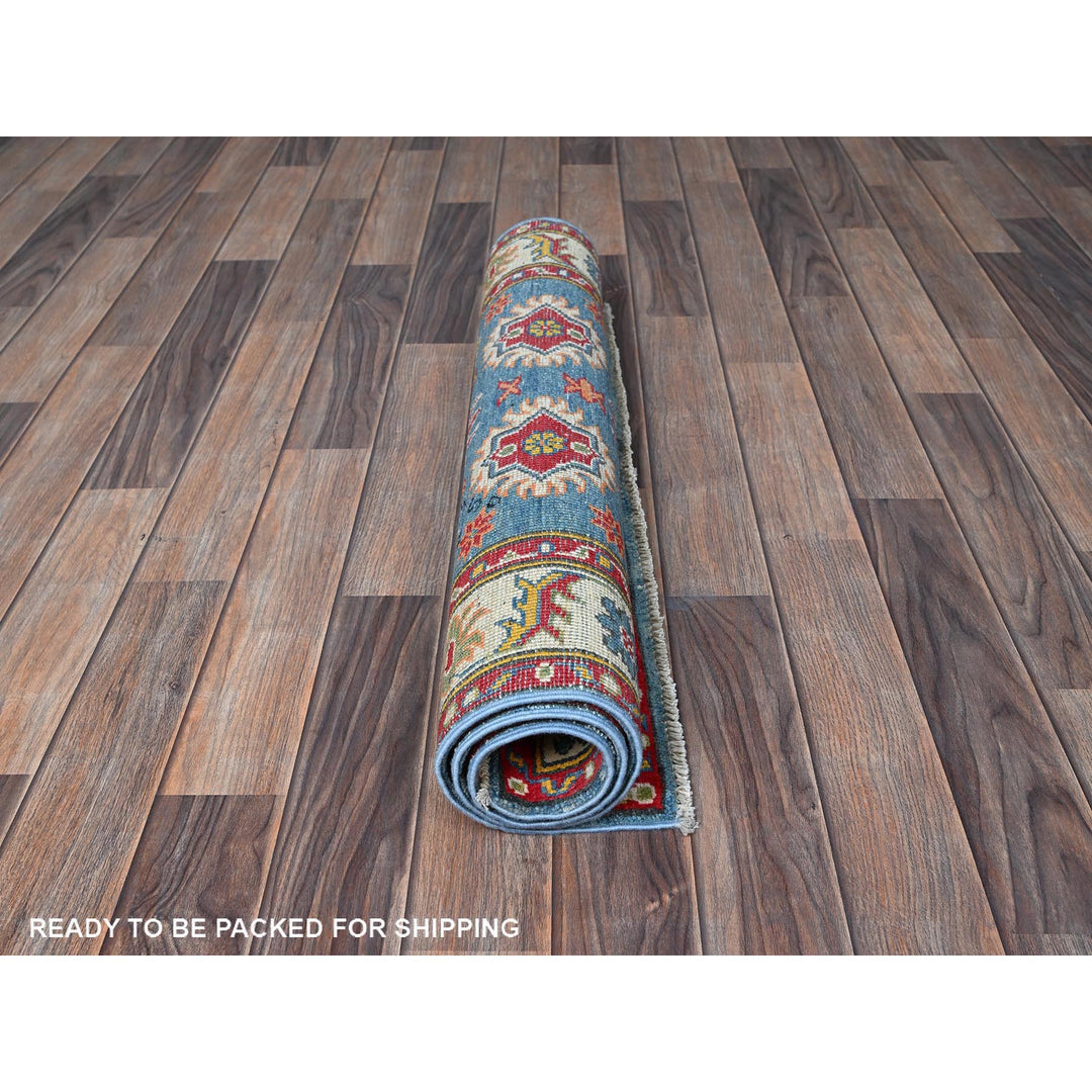 2'10" x 3'11" New Hand Knotted Blue Wool Rectangle Oriental Rug - MOA102405