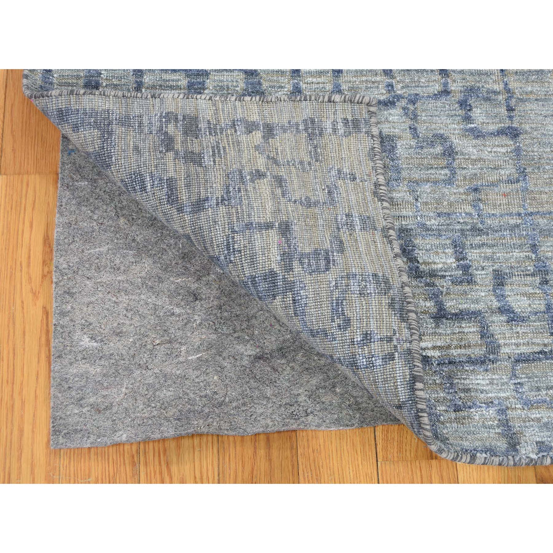 8'0" x 10'1" New Hand Knotted Grey Wool & Silk Rectangle Oriental Rug - MOA10240611