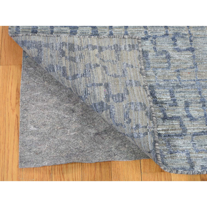 8'0" x 10'1" New Hand Knotted Grey Wool & Silk Rectangle Oriental Rug - MOA10240611