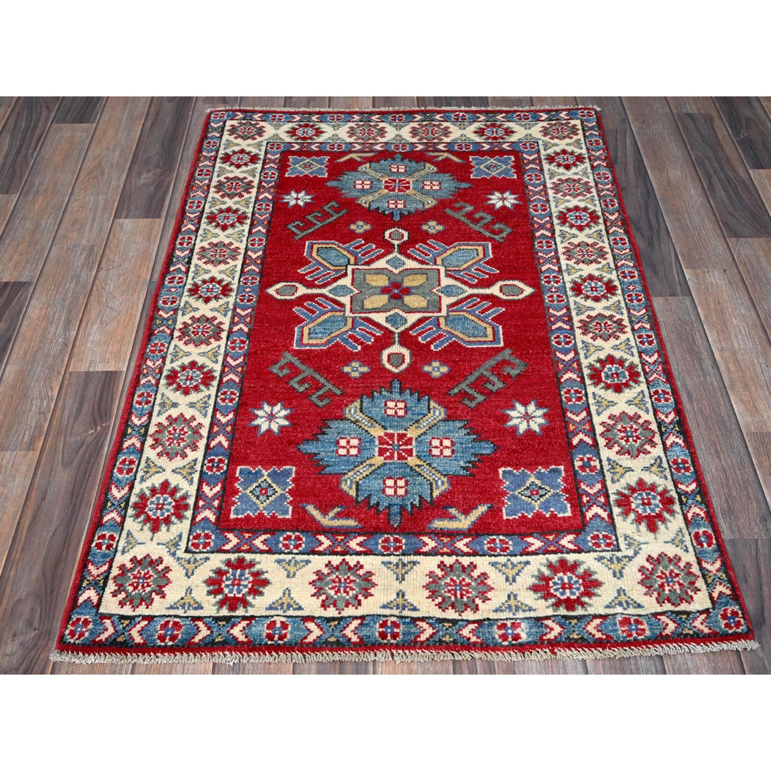 2'9" x 3'11" New Hand Knotted Red Wool Rectangle Oriental Rug - MOA102407