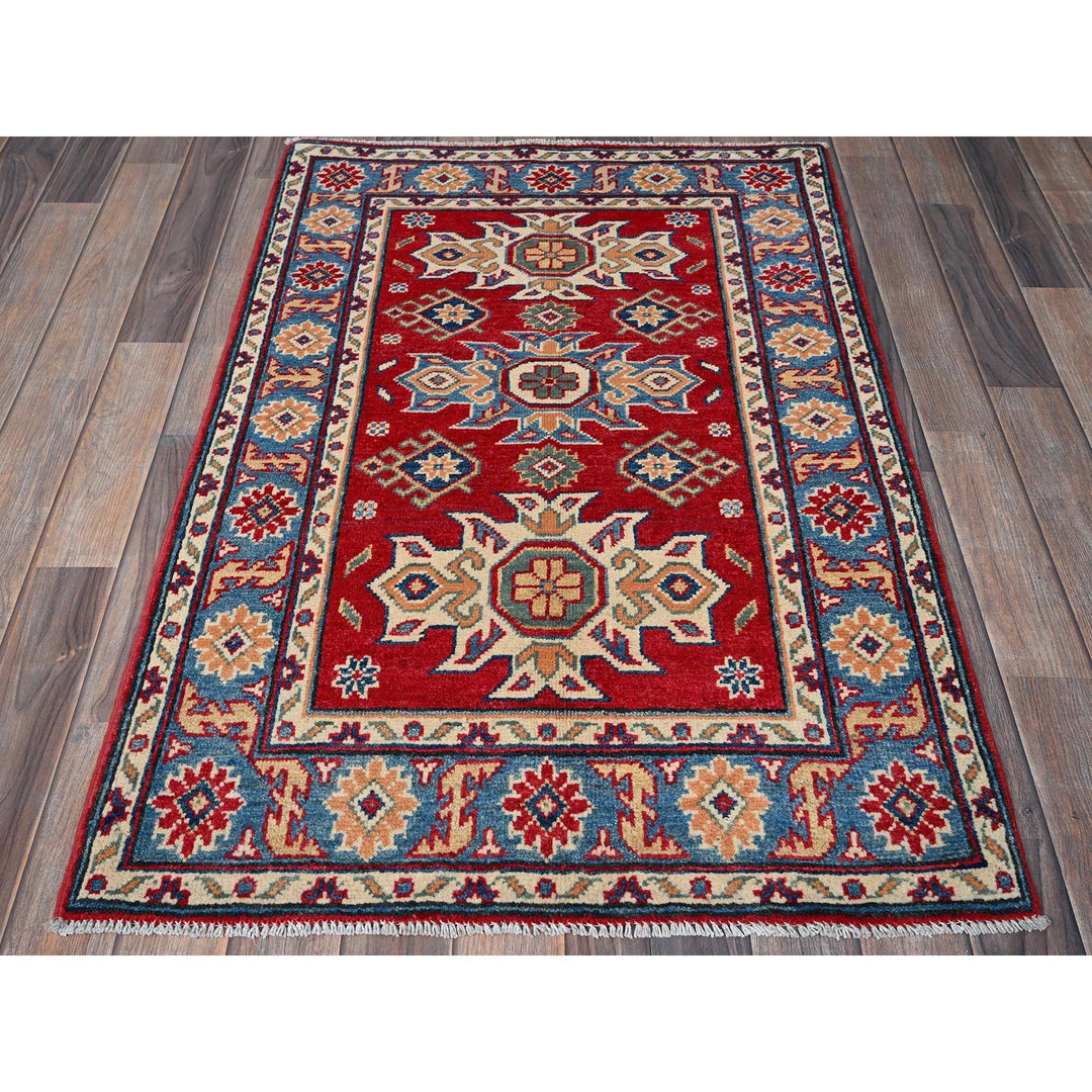 2'10" x 4'2" New Hand Knotted Red Wool Rectangle Oriental Rug - MOA102408
