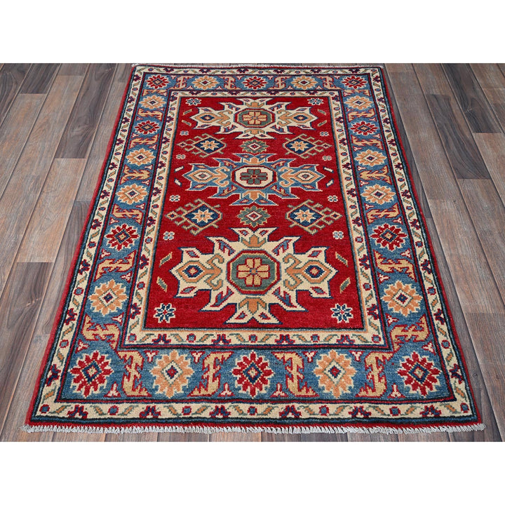2'10" x 4'2" New Hand Knotted Red Wool Rectangle Oriental Rug - MOA102408