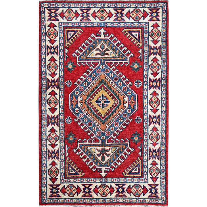 2'8" x 4'1" New Hand Knotted Red Wool Rectangle Oriental Rug - MOA102409