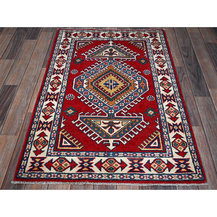 2'8" x 4'1" New Hand Knotted Red Wool Rectangle Oriental Rug - MOA102409