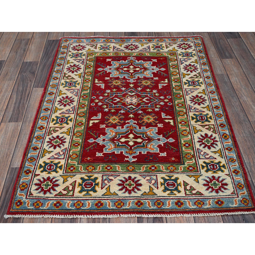 2'11" x 3'11" New Hand Knotted Red Wool Rectangle Oriental Rug - MOA102410