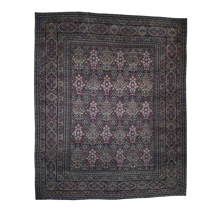 14'0" x 16'9" Vintage Hand Knotted Multicolored Wool Rectangle Oriental Rug - MOA10241179