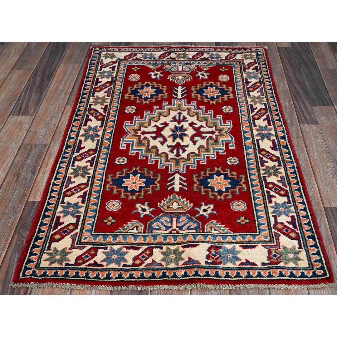2'7" x 4'0" New Hand Knotted Red Wool Rectangle Oriental Rug - MOA102411