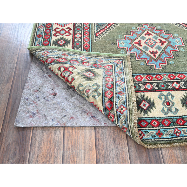 3'4" x 4'9" New Hand Knotted Green Wool Rectangle Oriental Rug - MOA102412
