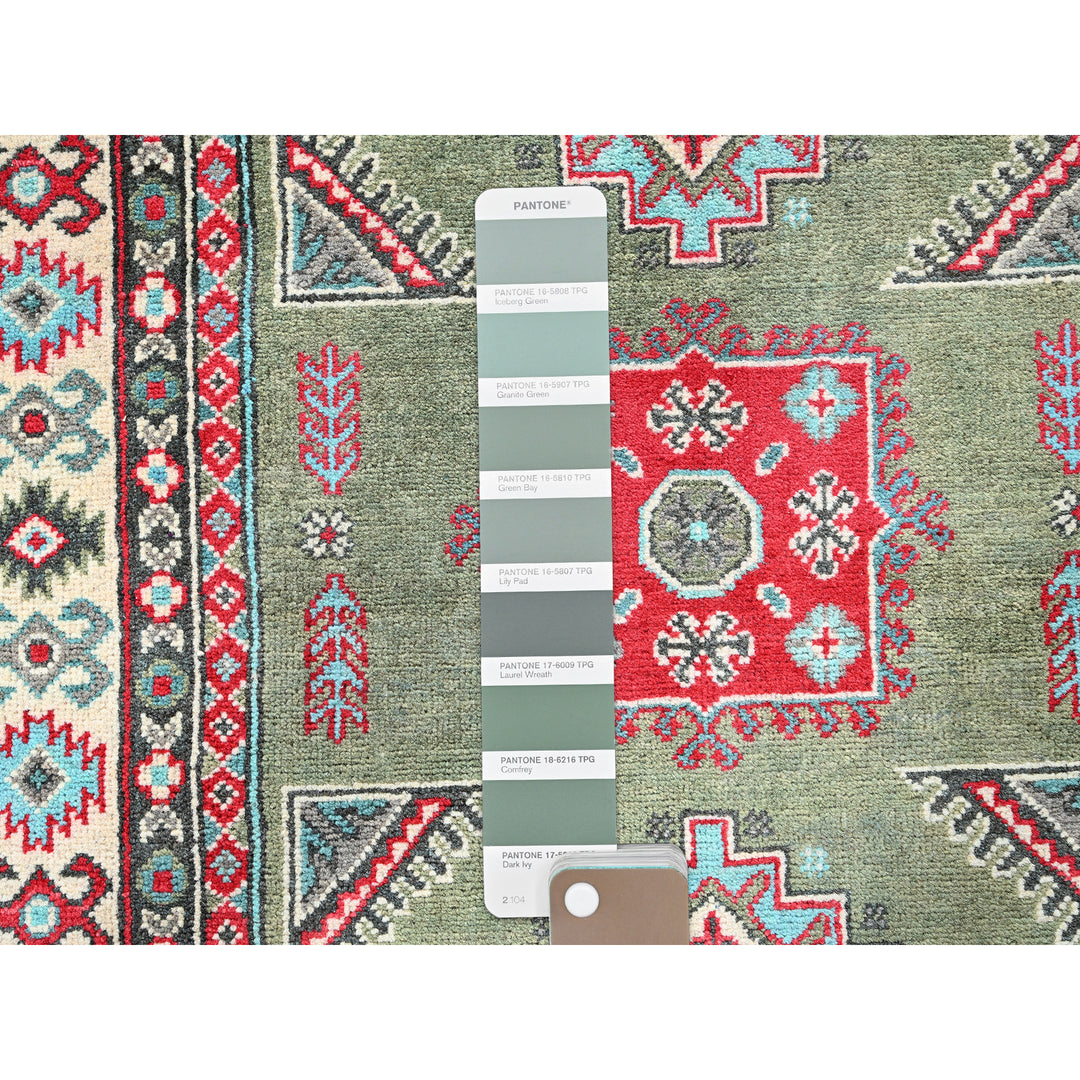3'4" x 4'9" New Hand Knotted Green Wool Rectangle Oriental Rug - MOA102412