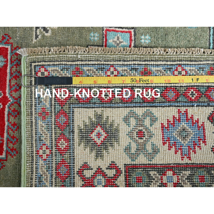 3'4" x 4'9" New Hand Knotted Green Wool Rectangle Oriental Rug - MOA102412
