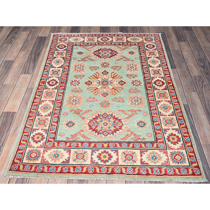 3'5" x 4'11" New Hand Knotted Green Wool Rectangle Oriental Rug - MOA102413