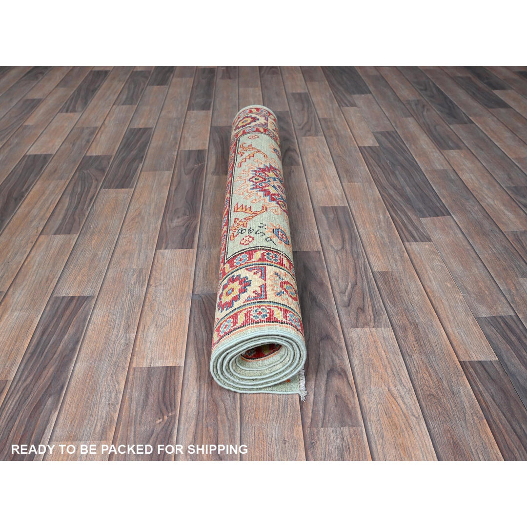 3'5" x 4'11" New Hand Knotted Green Wool Rectangle Oriental Rug - MOA102413