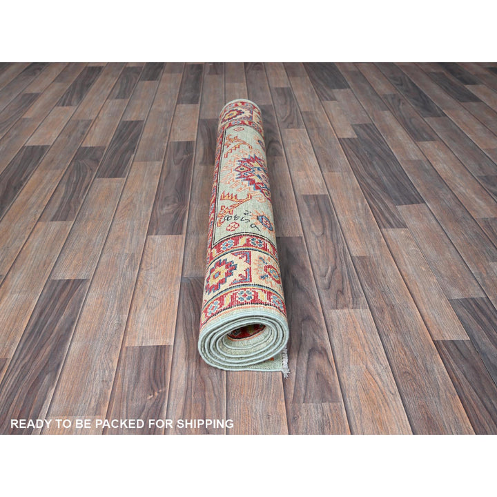 3'5" x 4'11" New Hand Knotted Green Wool Rectangle Oriental Rug - MOA102413