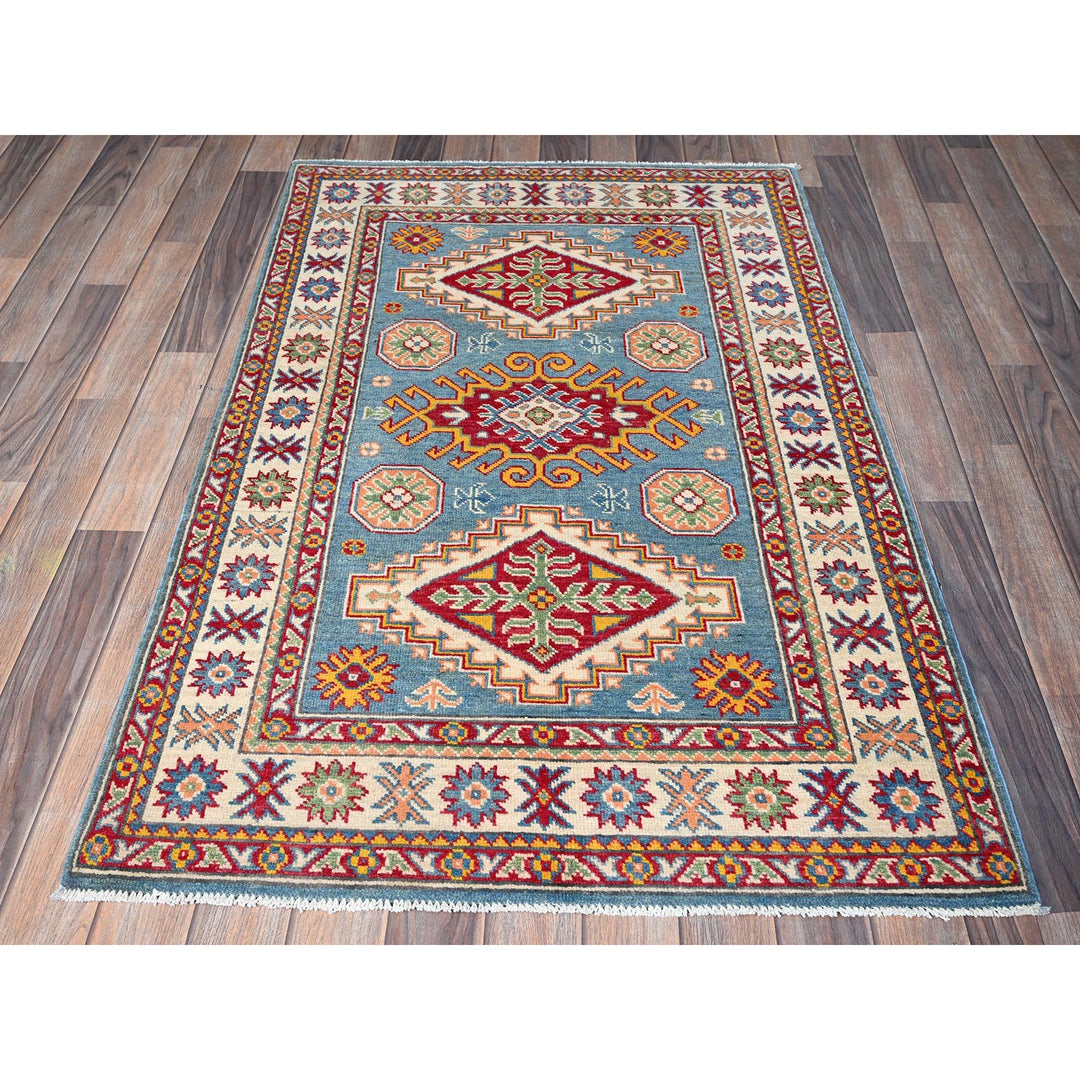 3'3" x 5'0" New Hand Knotted Blue Wool Rectangle Oriental Rug - MOA102414