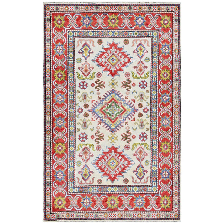 3'2" x 5'3" New Hand Knotted Ivory Wool Rectangle Oriental Rug - MOA102415