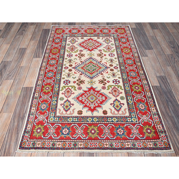 3'2" x 5'3" New Hand Knotted Ivory Wool Rectangle Oriental Rug - MOA102415