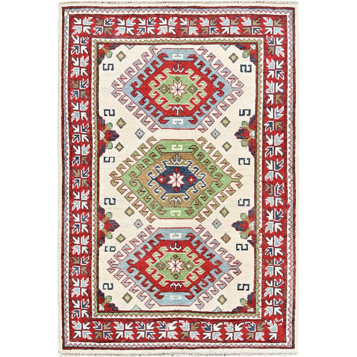3'3" x 4'10" New Hand Knotted Ivory Wool Rectangle Oriental Rug - MOA102416