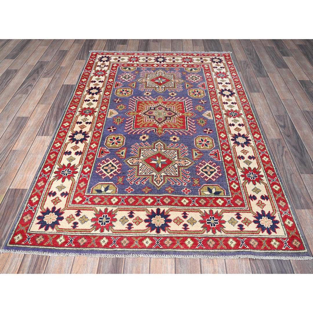 3'11" x 6'1" New Hand Knotted Purple Wool Rectangle Oriental Rug - MOA102417