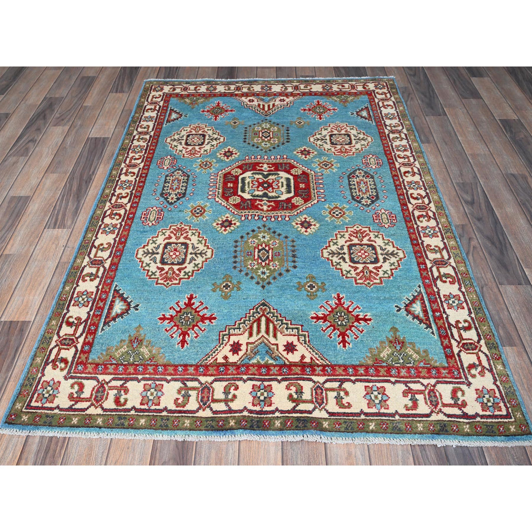 3'11" x 6'0" New Hand Knotted Blue Wool Rectangle Oriental Rug - MOA102418