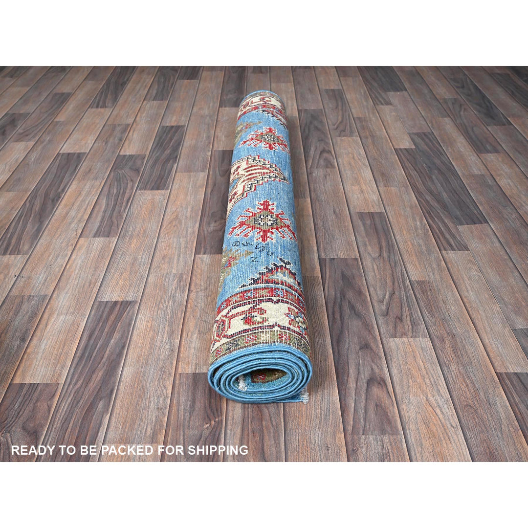 3'11" x 6'0" New Hand Knotted Blue Wool Rectangle Oriental Rug - MOA102418