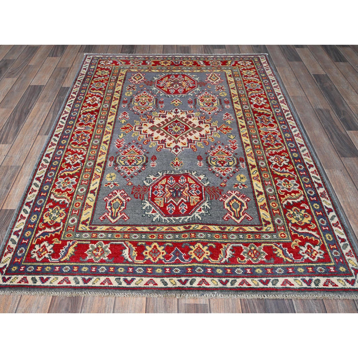 4'1" x 5'10" New Hand Knotted Grey Wool Rectangle Oriental Rug - MOA102419