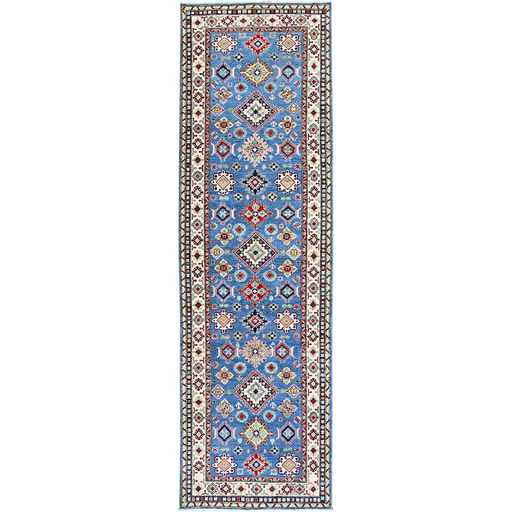 3'11" x 12'11" New Hand Knotted Blue Wool Runner Oriental Rug - MOA102420