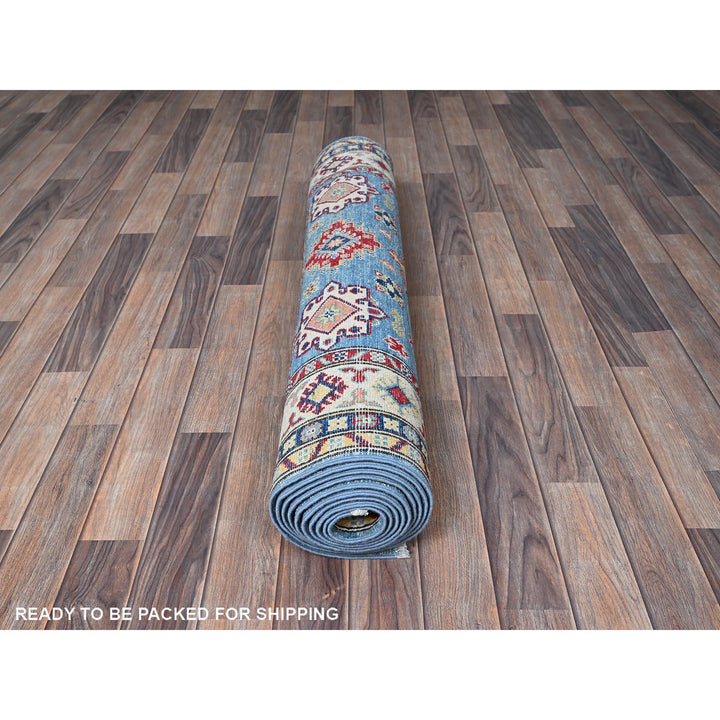 3'11" x 12'11" New Hand Knotted Blue Wool Runner Oriental Rug - MOA102420