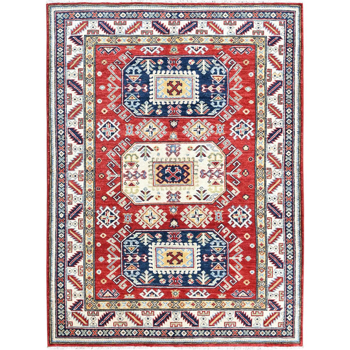 4'1" x 5'6" New Hand Knotted Red Wool Rectangle Oriental Rug - MOA102421