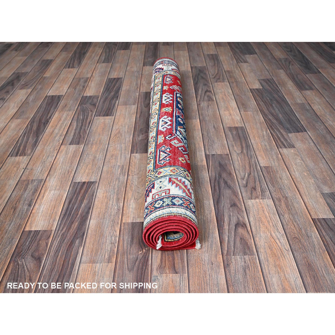 4'1" x 5'6" New Hand Knotted Red Wool Rectangle Oriental Rug - MOA102421