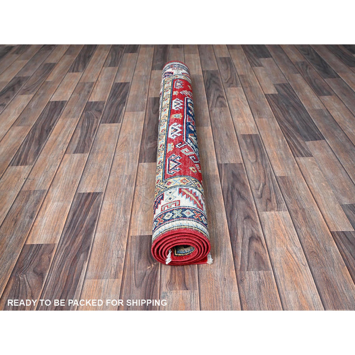 4'1" x 5'6" New Hand Knotted Red Wool Rectangle Oriental Rug - MOA102421