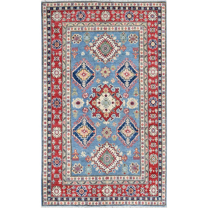 3'10" x 6'3" New Hand Knotted Blue Wool Rectangle Oriental Rug - MOA102422