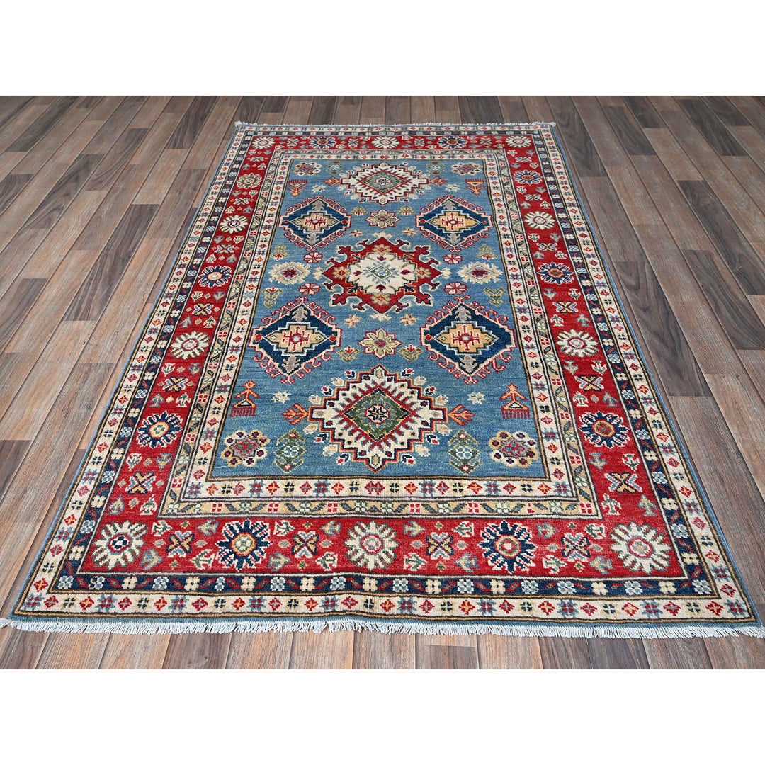3'10" x 6'3" New Hand Knotted Blue Wool Rectangle Oriental Rug - MOA102422