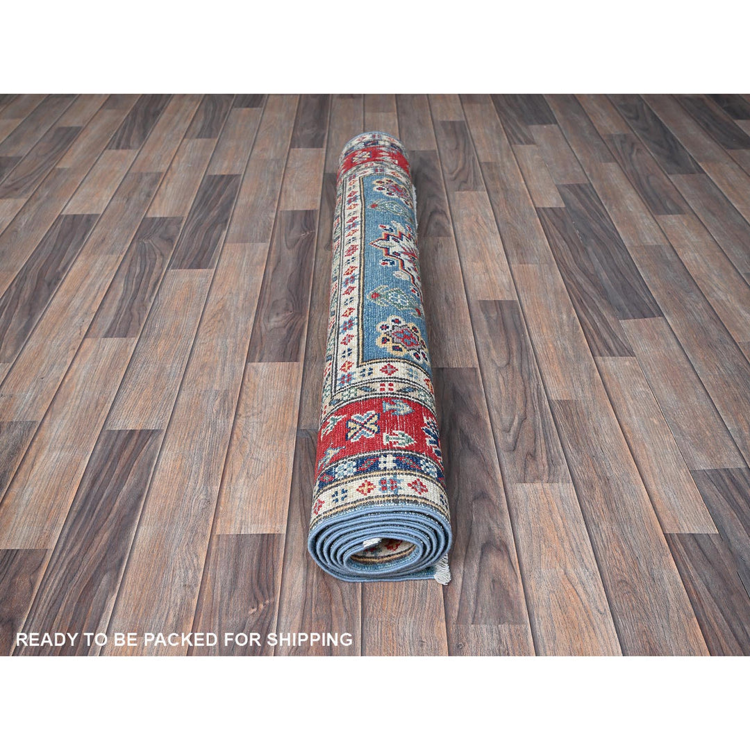 3'10" x 6'3" New Hand Knotted Blue Wool Rectangle Oriental Rug - MOA102422