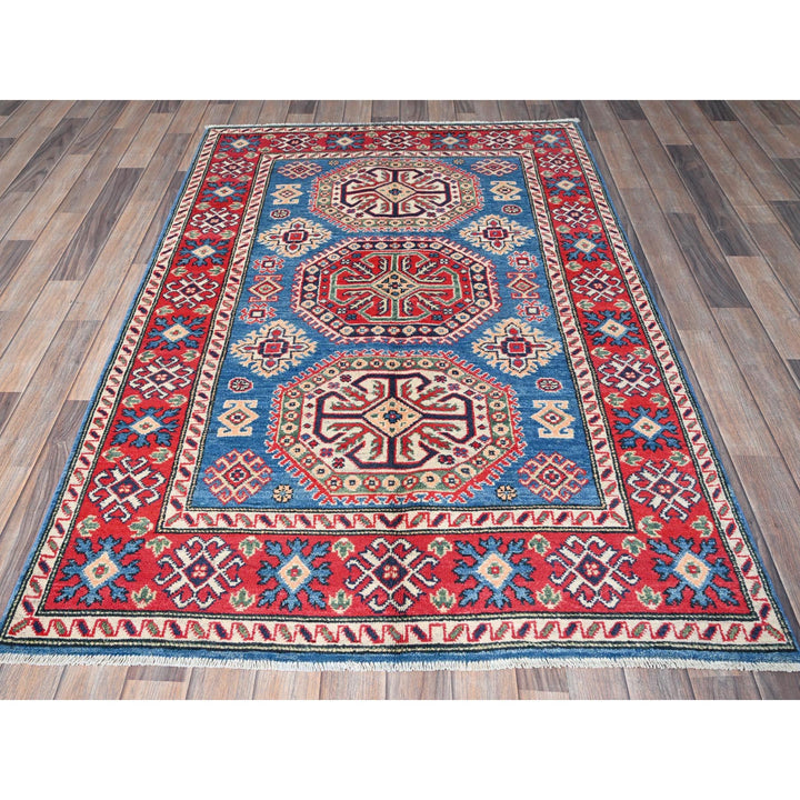 4'1" x 6'0" New Hand Knotted Blue Wool Rectangle Oriental Rug - MOA102423