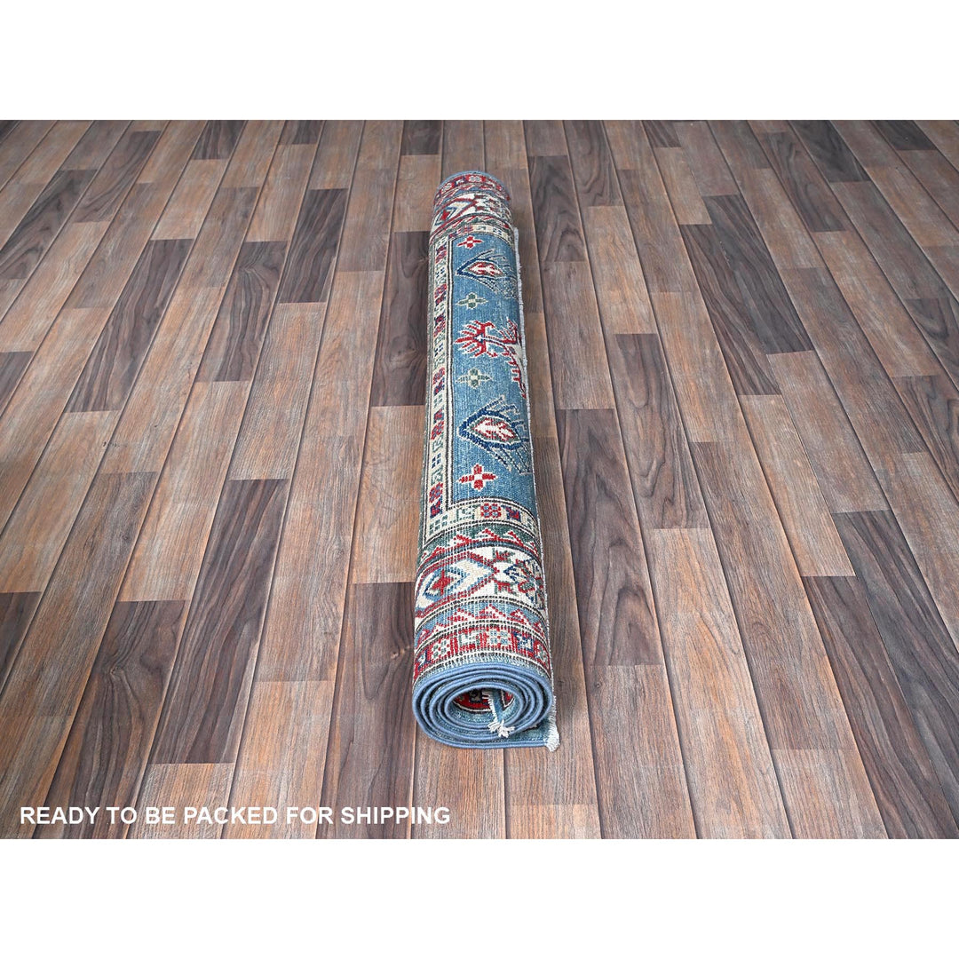 4'0" x 5'7" New Hand Knotted Blue Wool Rectangle Oriental Rug - MOA102424
